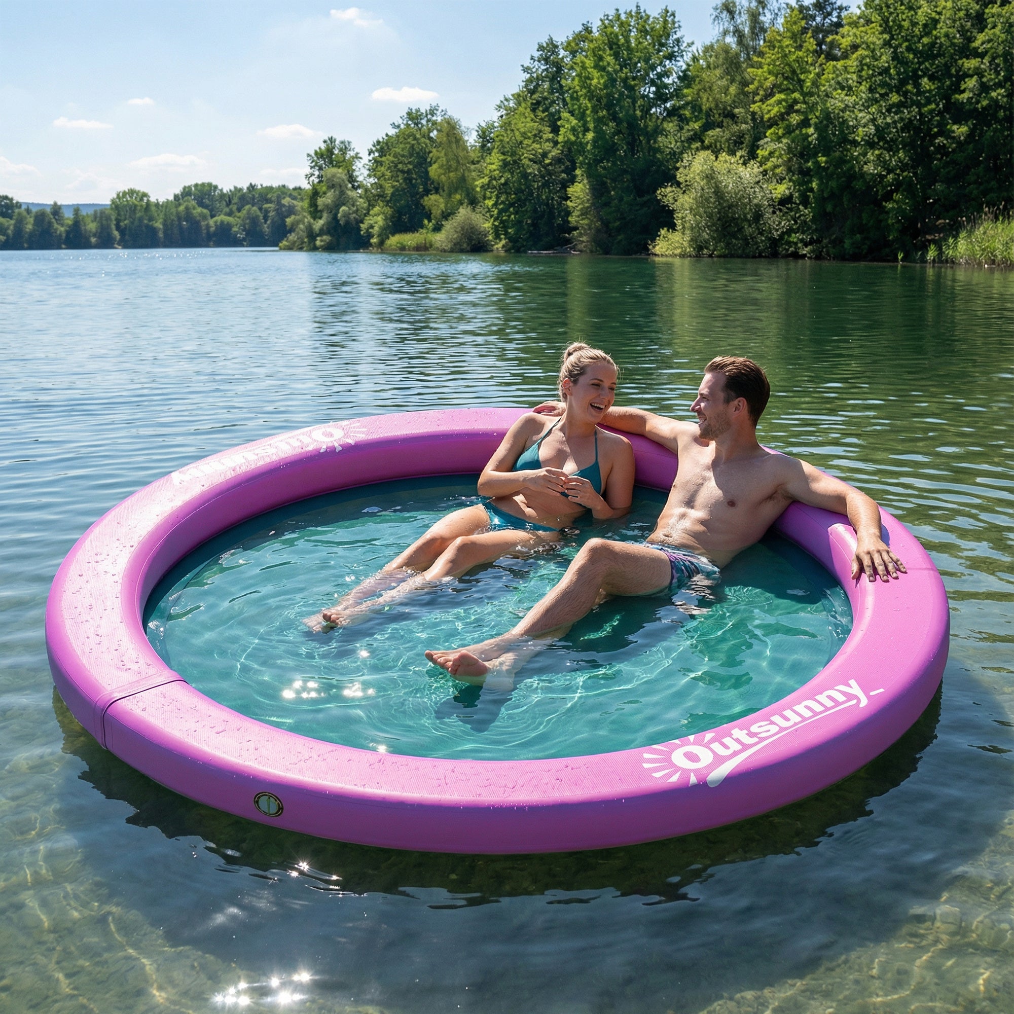 8FT Inflatable Water Hammock – Floating Chill Lounge inflatable Floating Dock Platform for for Lakes, Pools, Oceans, Purple