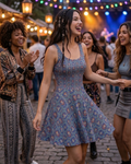 Royal Calavera Market Dress – Vibrant Día de los Muertos Inspired Skater Dress