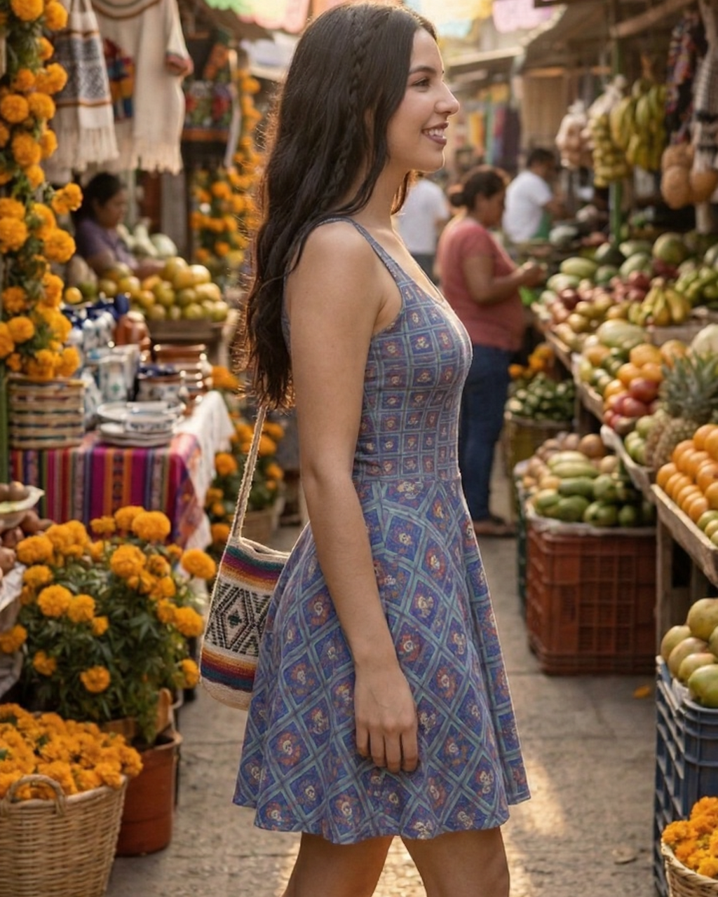 Royal Calavera Market Dress – Vibrant Día de los Muertos Inspired Skater Dress
