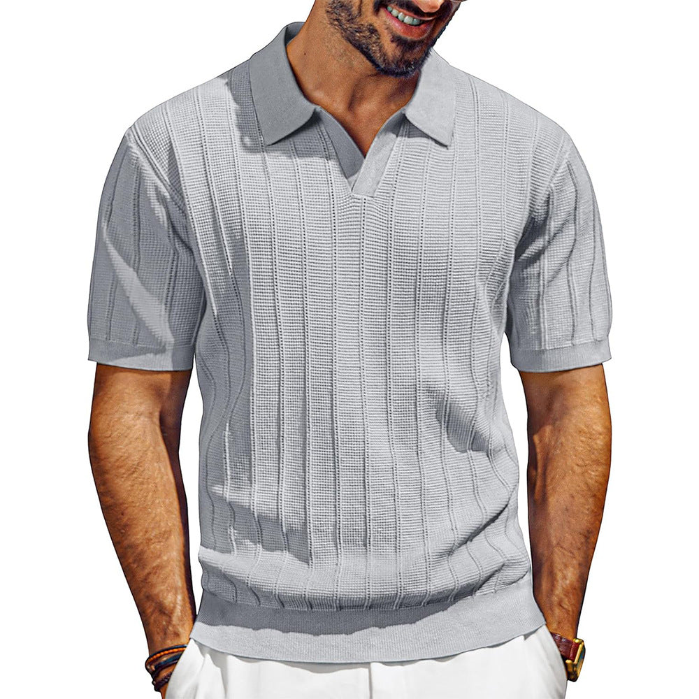 Men’s Textured Knit Polo – Clean Fit Summer Essential
