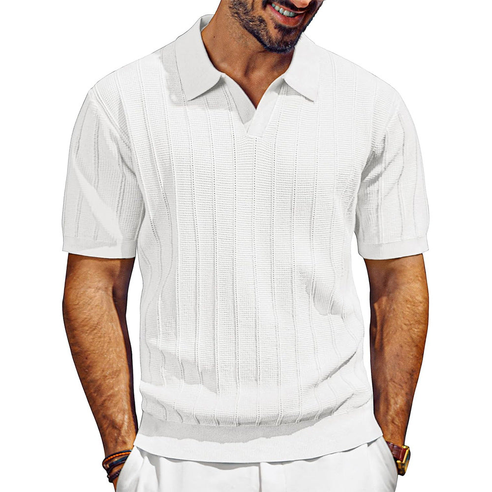 Men’s Textured Knit Polo – Clean Fit Summer Essential