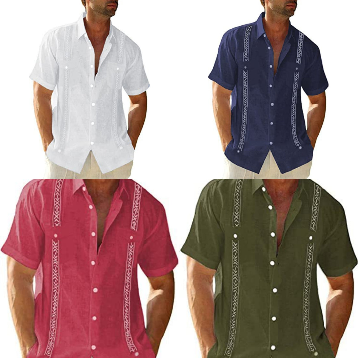 Men’s Modern Cuban Guayabera Shirt – Lightweight Summer Button-Up