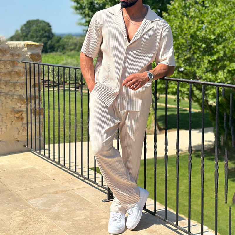 Coastal Linen Two-Piece Set – Short Sleeve Shirt & Relaxed Fit Pants