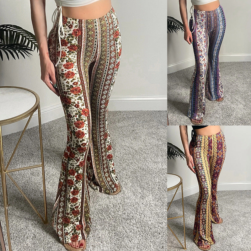 Boho Flare Leggings – High-Waisted, Stretch Fit & Statement Print