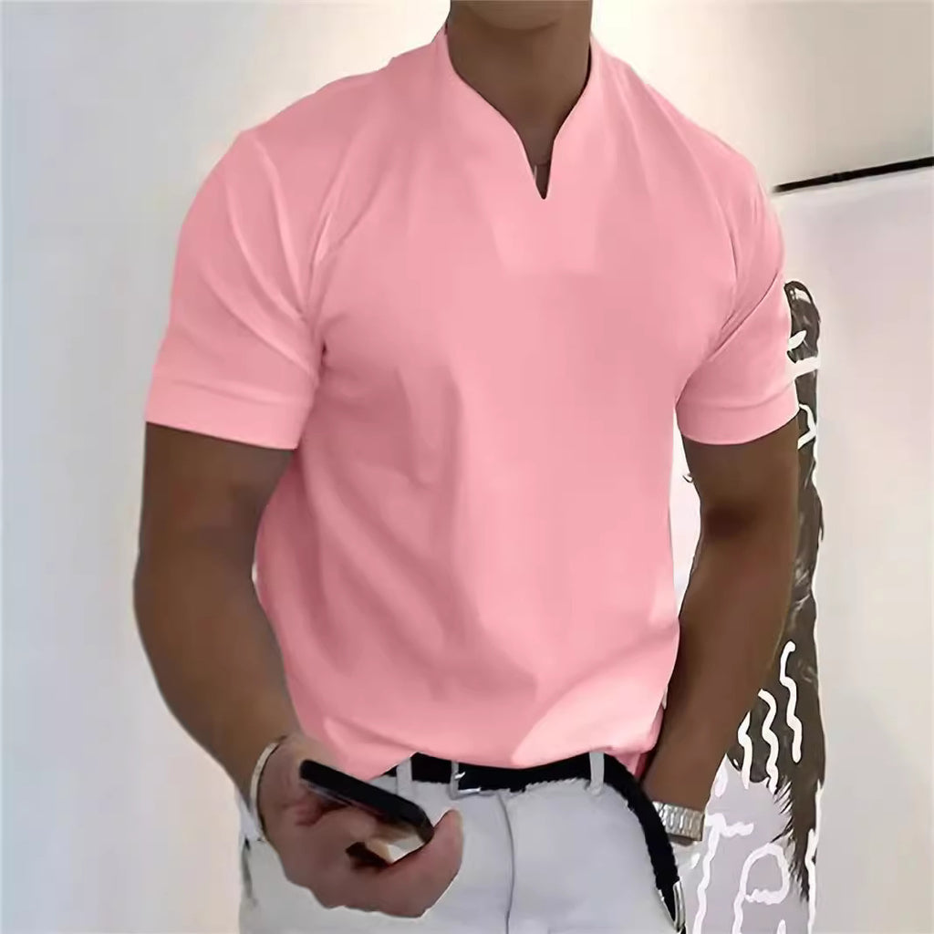 Men’s V-Notch Short Sleeve Shirt – Athletic Fit, Modern Summer Style