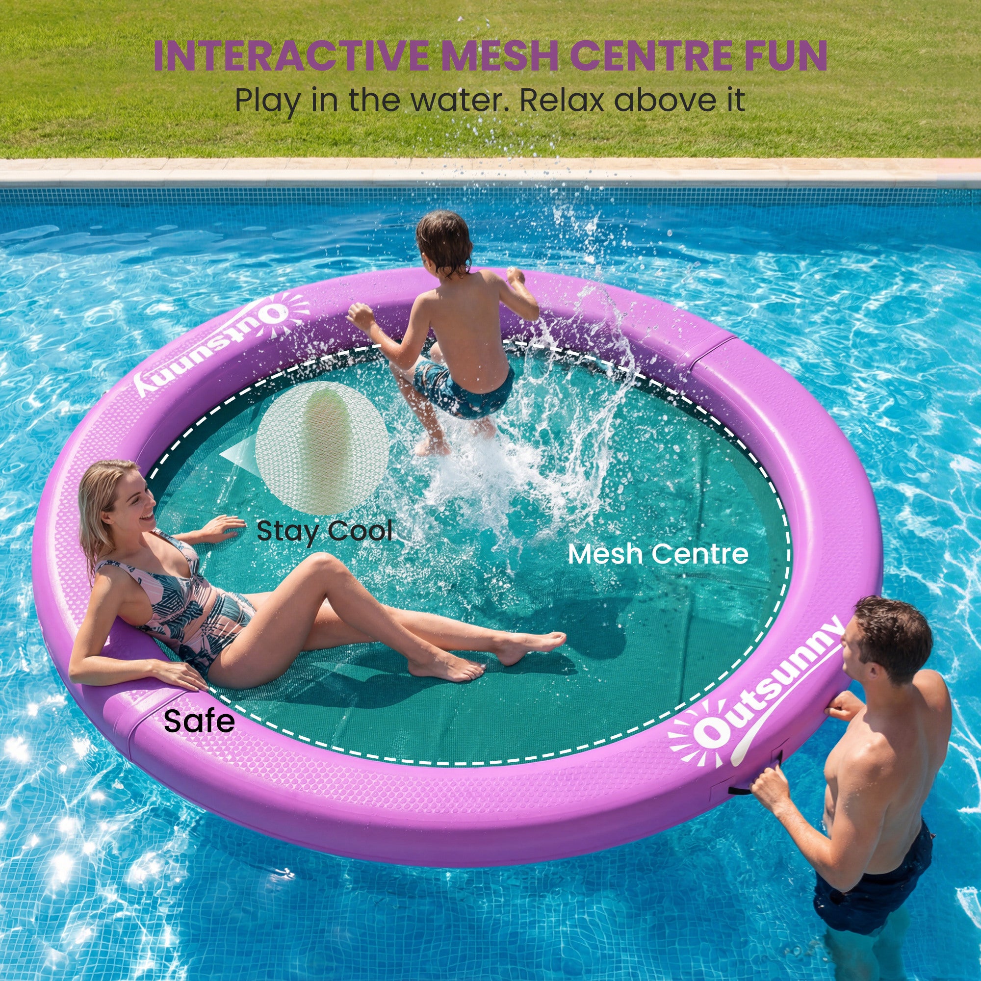 8FT Inflatable Water Hammock – Floating Chill Lounge inflatable Floating Dock Platform for for Lakes, Pools, Oceans, Purple