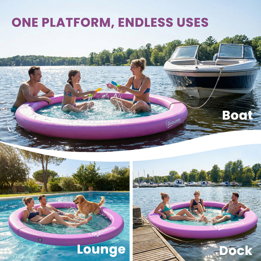 8FT Inflatable Water Hammock – Floating Chill Lounge inflatable Floating Dock Platform for for Lakes, Pools, Oceans, Purple