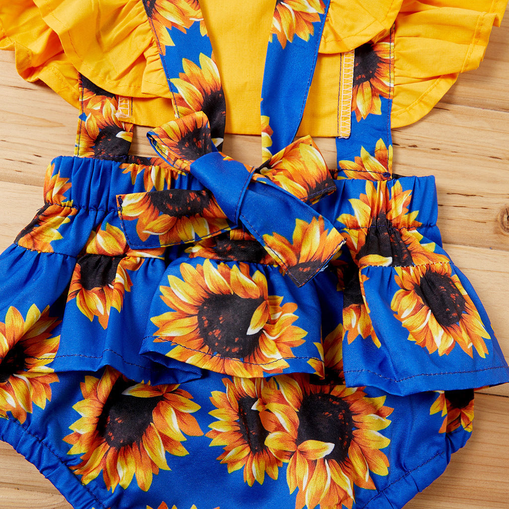 Sunflower Summer Baby Romper Set – Cute Ruffle Outfit for Parties & Family Gatherings