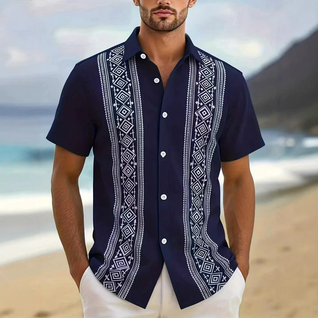 Men’s Tropical Print Hawaiian Shirt – Modern Summer Resort Button-Up
