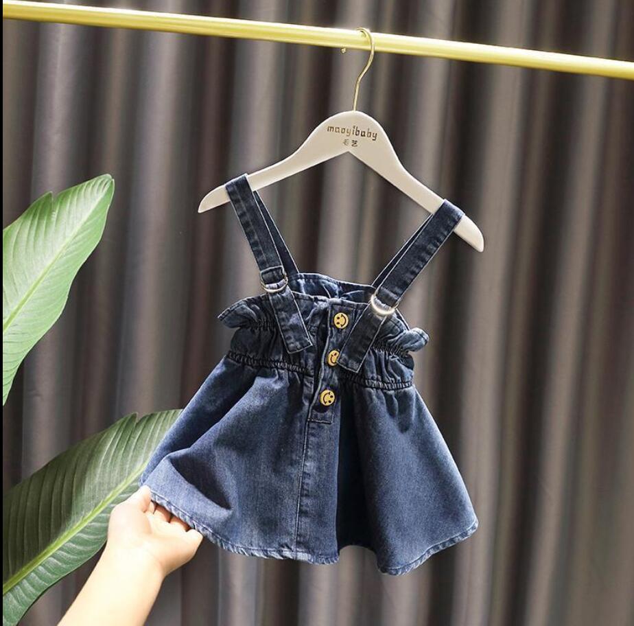 Denim Ruffle Baby Dress — Soft Suspender Romper with Tulle Skirt Detail