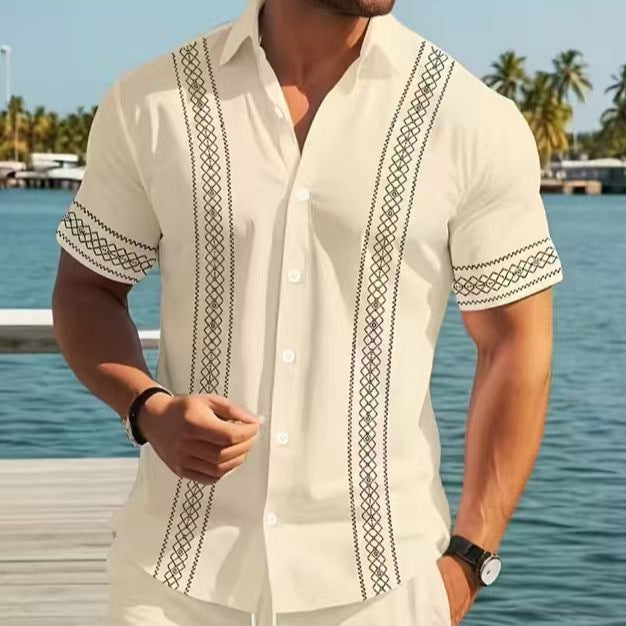 Men’s Tropical Print Hawaiian Shirt – Modern Summer Resort Button-Up