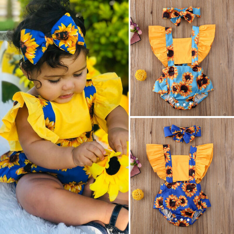 Sunflower Summer Baby Romper Set – Cute Ruffle Outfit for Parties & Family Gatherings