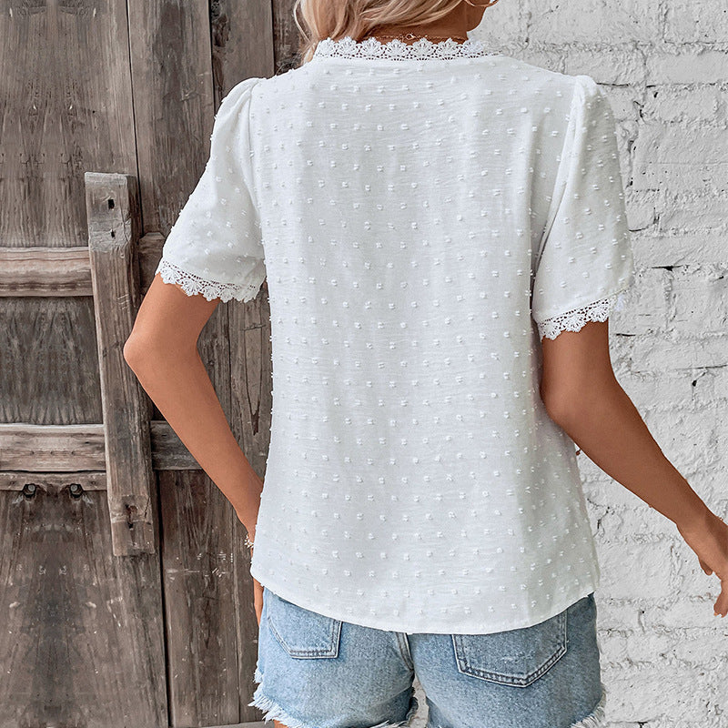 Effortless Lace V-Neck Everyday Blouse