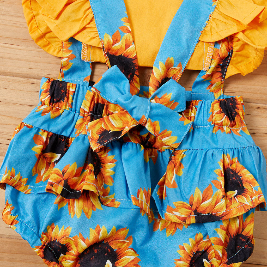 Sunflower Summer Baby Romper Set – Cute Ruffle Outfit for Parties & Family Gatherings