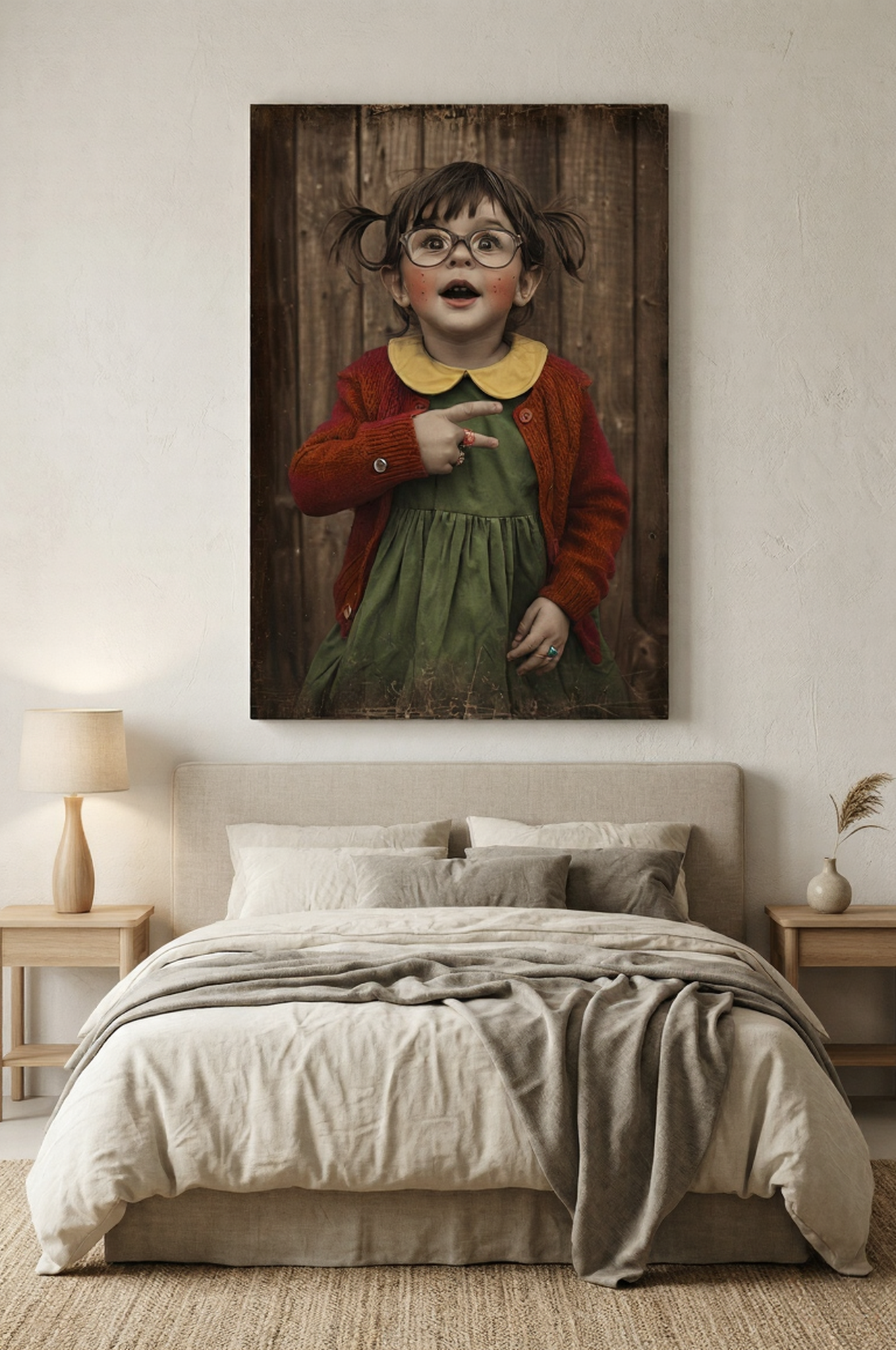 “Curious Little Soul — Vintage-Inspired Portrait Canvas Print | Whimsical Childhood Wall Art”