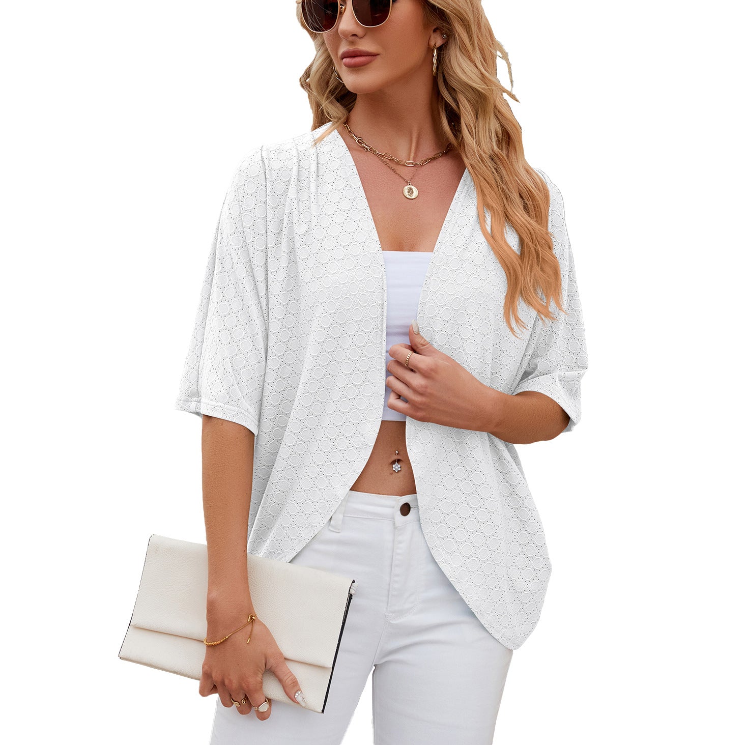 Effortless Everyday Cardigan – Lightweight Open Front Layer/Half Sleeves Cardigan Knitted Cardigan Coat Office Cardigan