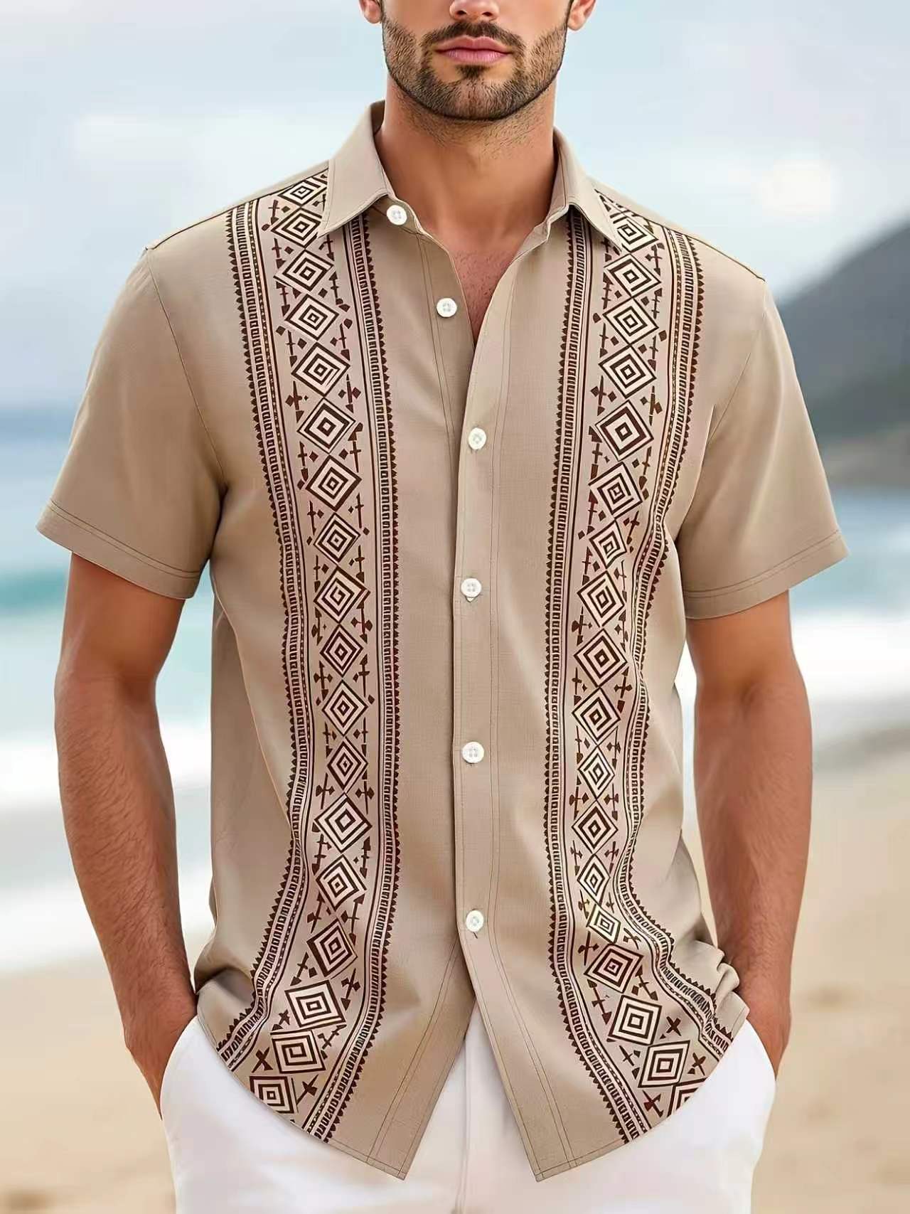 Men’s Tropical Print Hawaiian Shirt – Modern Summer Resort Button-Up