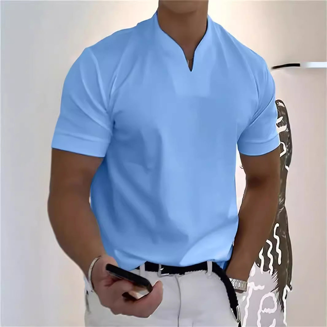 Men’s V-Notch Short Sleeve Shirt – Athletic Fit, Modern Summer Style