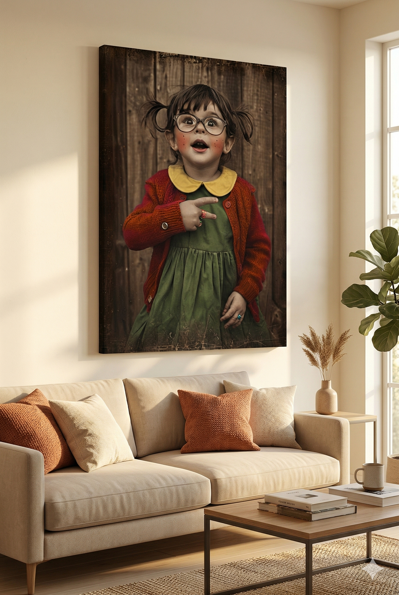 “Curious Little Soul — Vintage-Inspired Portrait Canvas Print | Whimsical Childhood Wall Art”