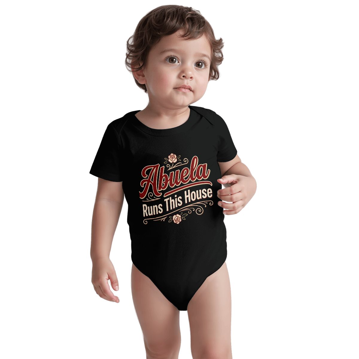 Abuela Runs This House Baby Onesie – Funny Cultura Baby Bodysuit