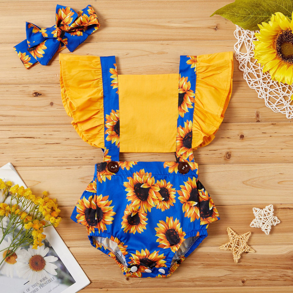Sunflower Summer Baby Romper Set – Cute Ruffle Outfit for Parties & Family Gatherings
