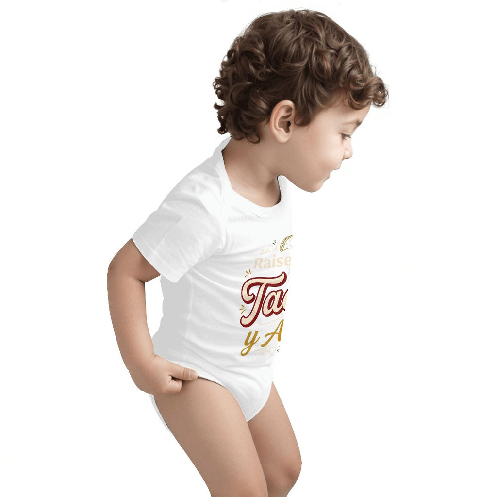 Raised on Tacos y Amor Baby Onesie – Funny Cultura Baby Bodysuit