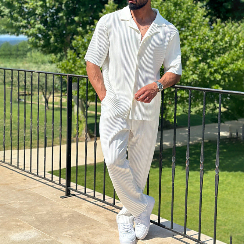 Coastal Linen Two-Piece Set – Short Sleeve Shirt & Relaxed Fit Pants