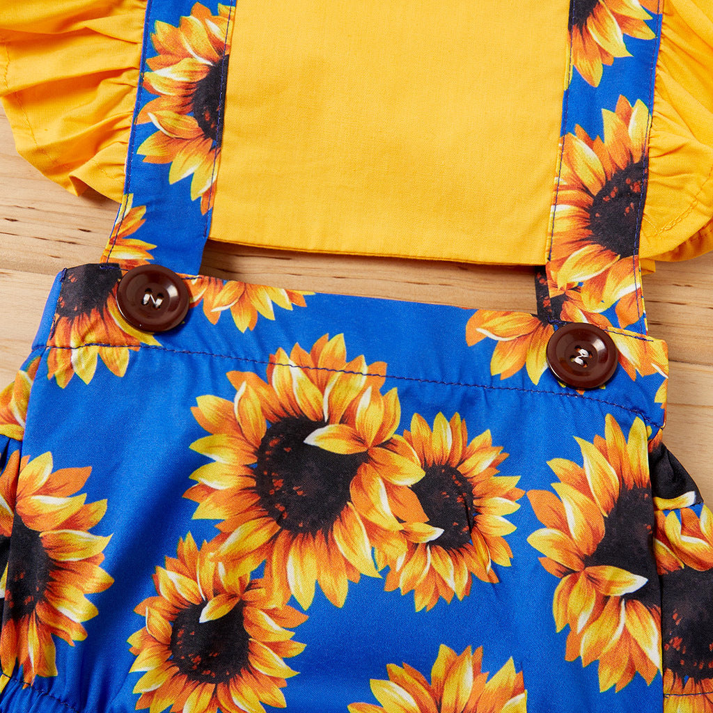 Sunflower Summer Baby Romper Set – Cute Ruffle Outfit for Parties & Family Gatherings