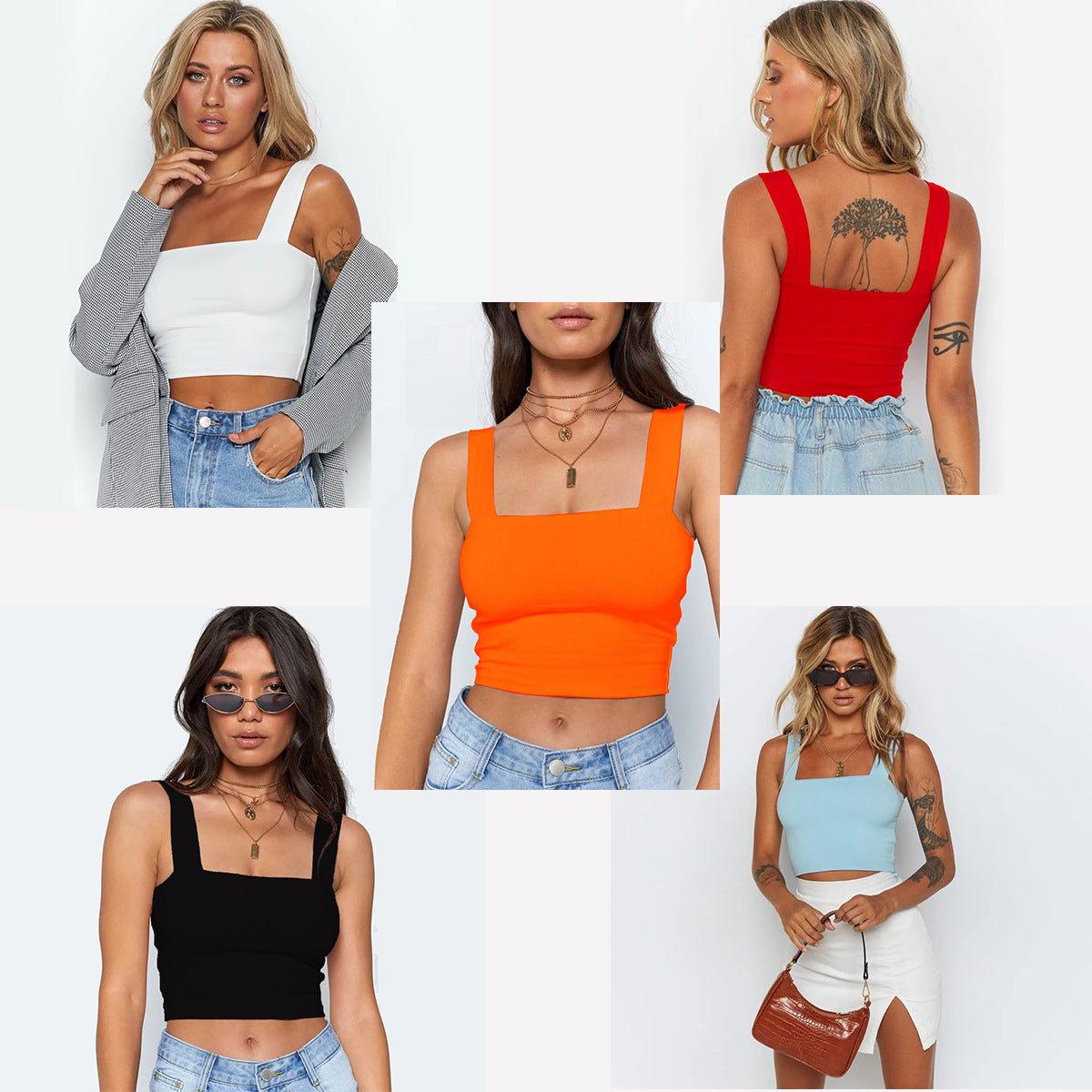 Essential Sculpt Fit Crop Top – Square Neck Tank