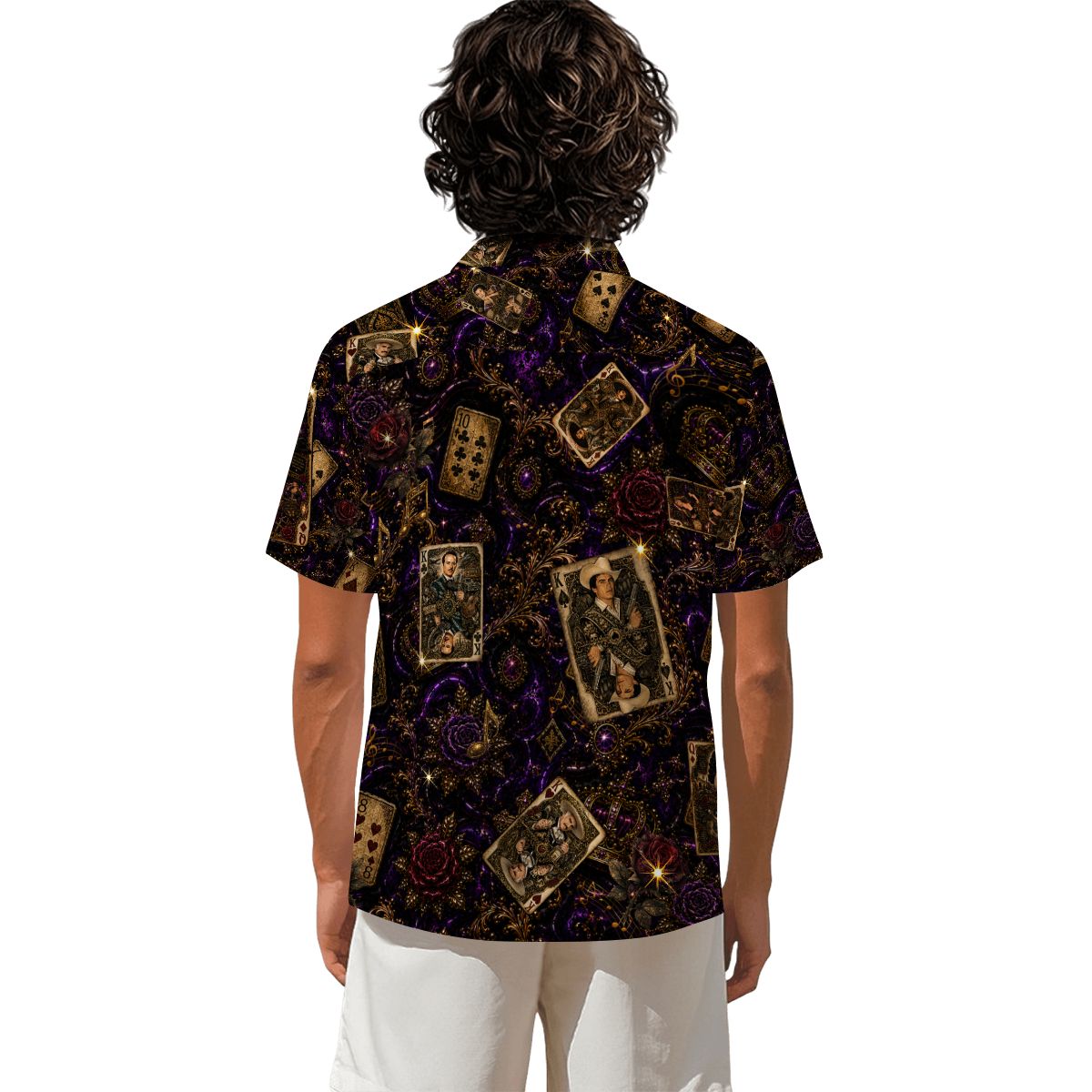 Men's Mexican Music Hawaiian Shirt | Playing Card Button Up | Ranchera, Banda & Corridos | Festival Shirt | Resort Wear-Sleeve Button-Down Shirt