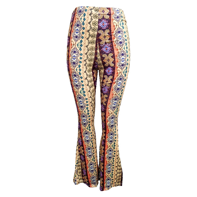 Boho Flare Leggings – High-Waisted, Stretch Fit & Statement Print