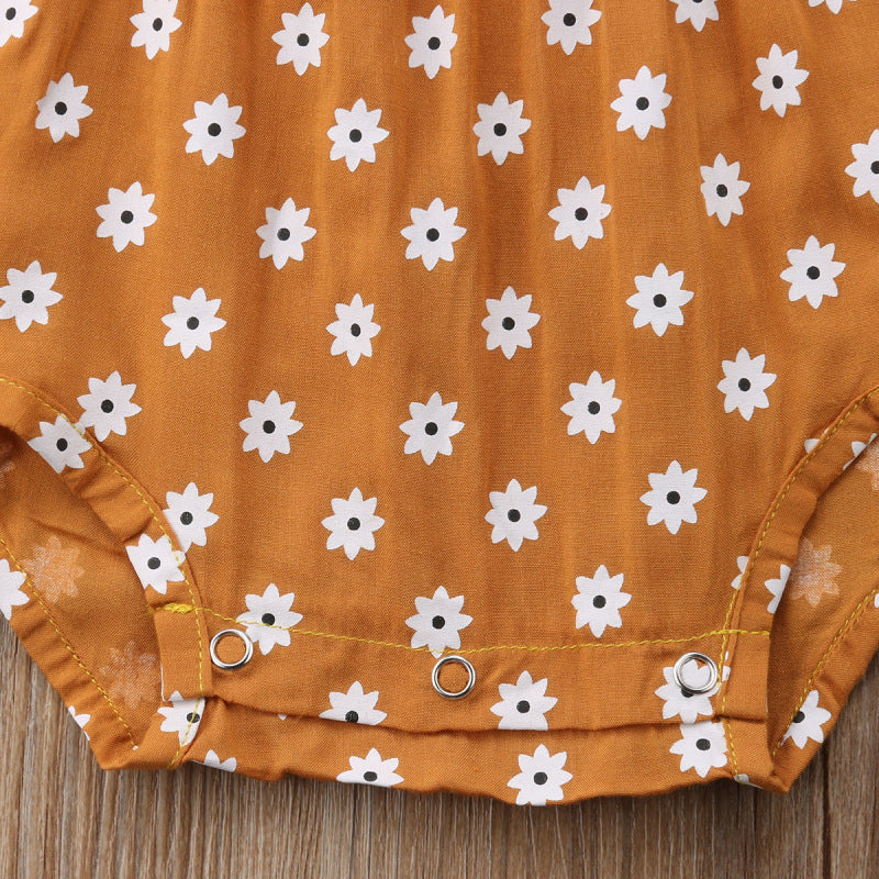Leora Summer Romper Newborn Baby Girl Strap Bowknot Floral Romper Polka Dot Jumpsuit Outfits Sun suit — Soft Summer Outfit with Adjustable Tie Straps