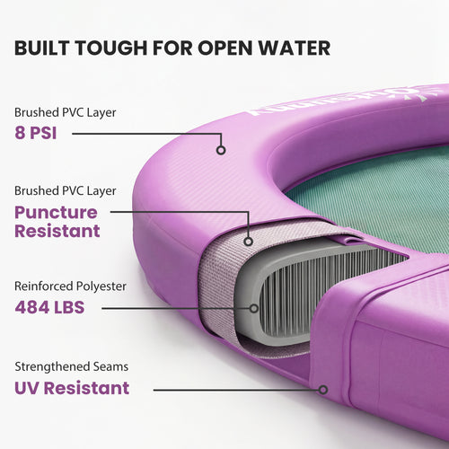 8FT Inflatable Water Hammock – Floating Chill Lounge inflatable Floating Dock Platform for for Lakes, Pools, Oceans, Purple