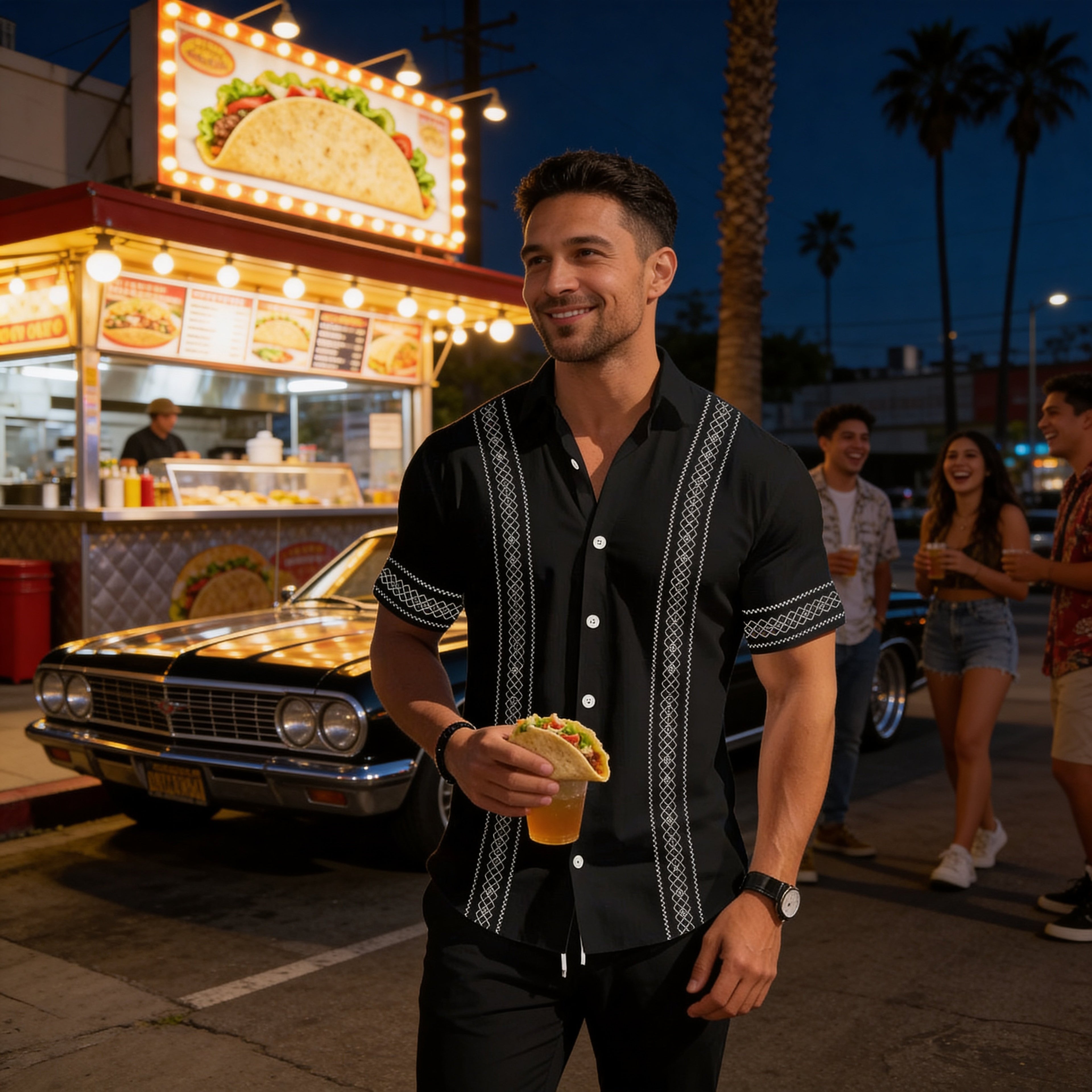 Men’s Tropical Print Hawaiian Shirt – Modern Summer Resort Button-Up