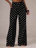 “Polka Dot Wide-Leg Pants – High-Waist Statement Fit”  Mid-rise Non-stretch Jeans