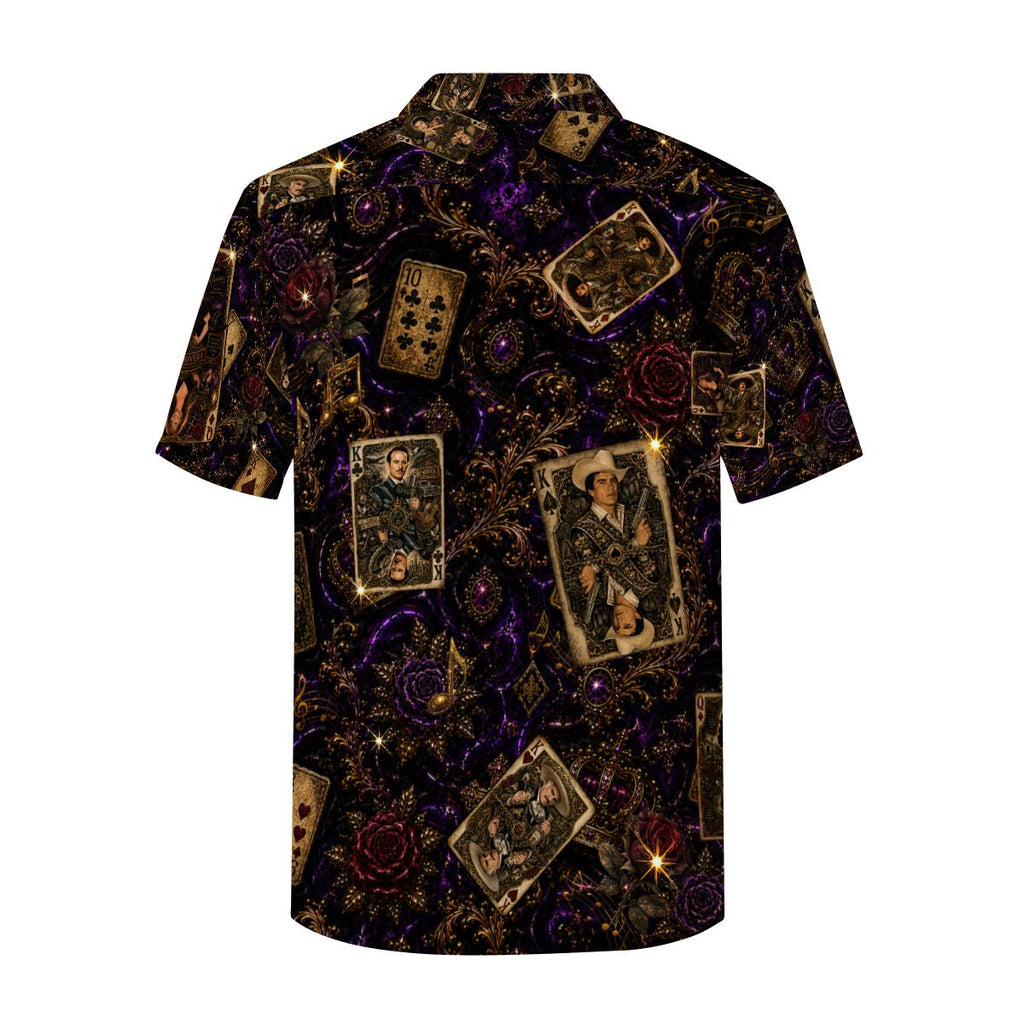 Men's Mexican Music Hawaiian Shirt | Playing Card Button Up | Ranchera, Banda & Corridos | Festival Shirt | Resort Wear-Sleeve Button-Down Shirt