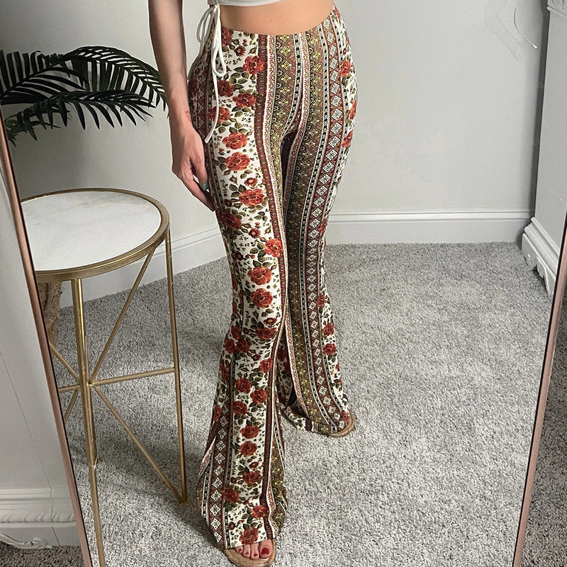 Boho Flare Leggings – High-Waisted, Stretch Fit & Statement Print