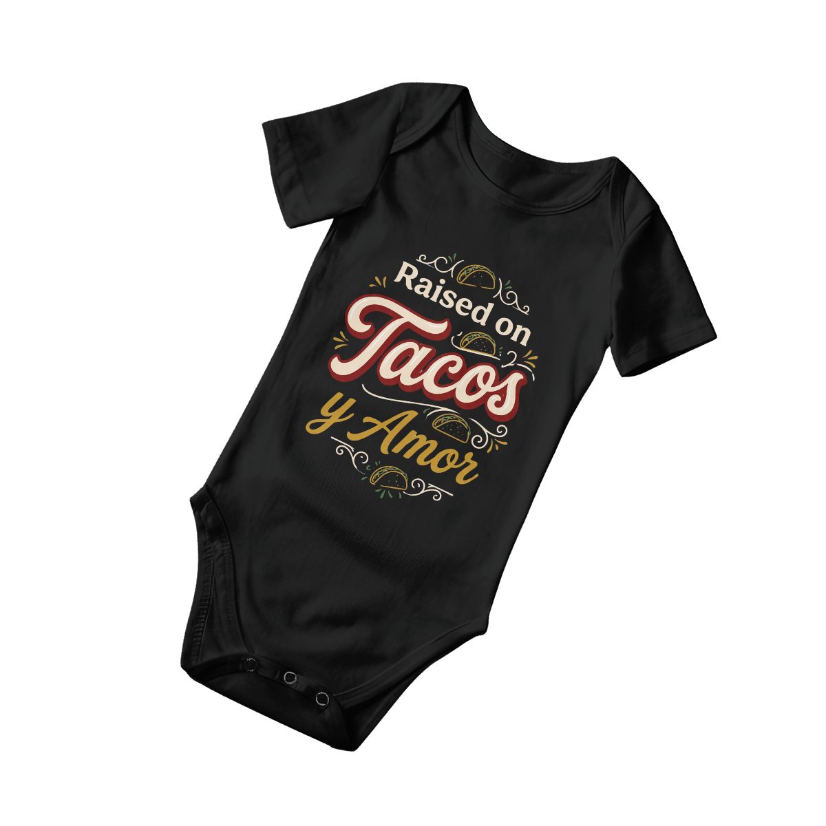 Raised on Tacos y Amor Baby Onesie – Funny Cultura Baby Bodysuit