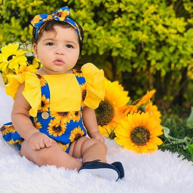 Sunflower Summer Baby Romper Set – Cute Ruffle Outfit for Parties & Family Gatherings