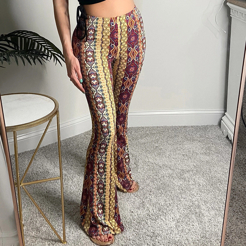 Boho Flare Leggings – High-Waisted, Stretch Fit & Statement Print