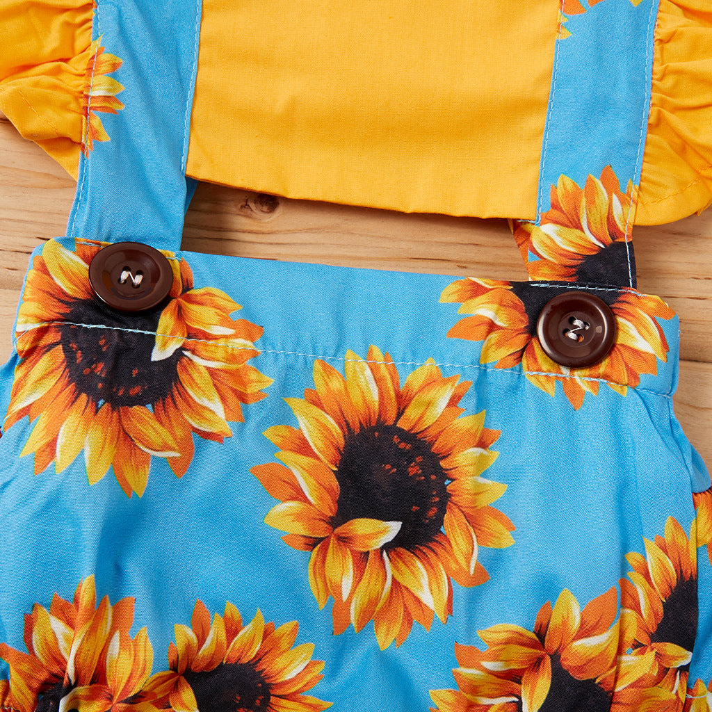 Sunflower Summer Baby Romper Set – Cute Ruffle Outfit for Parties & Family Gatherings