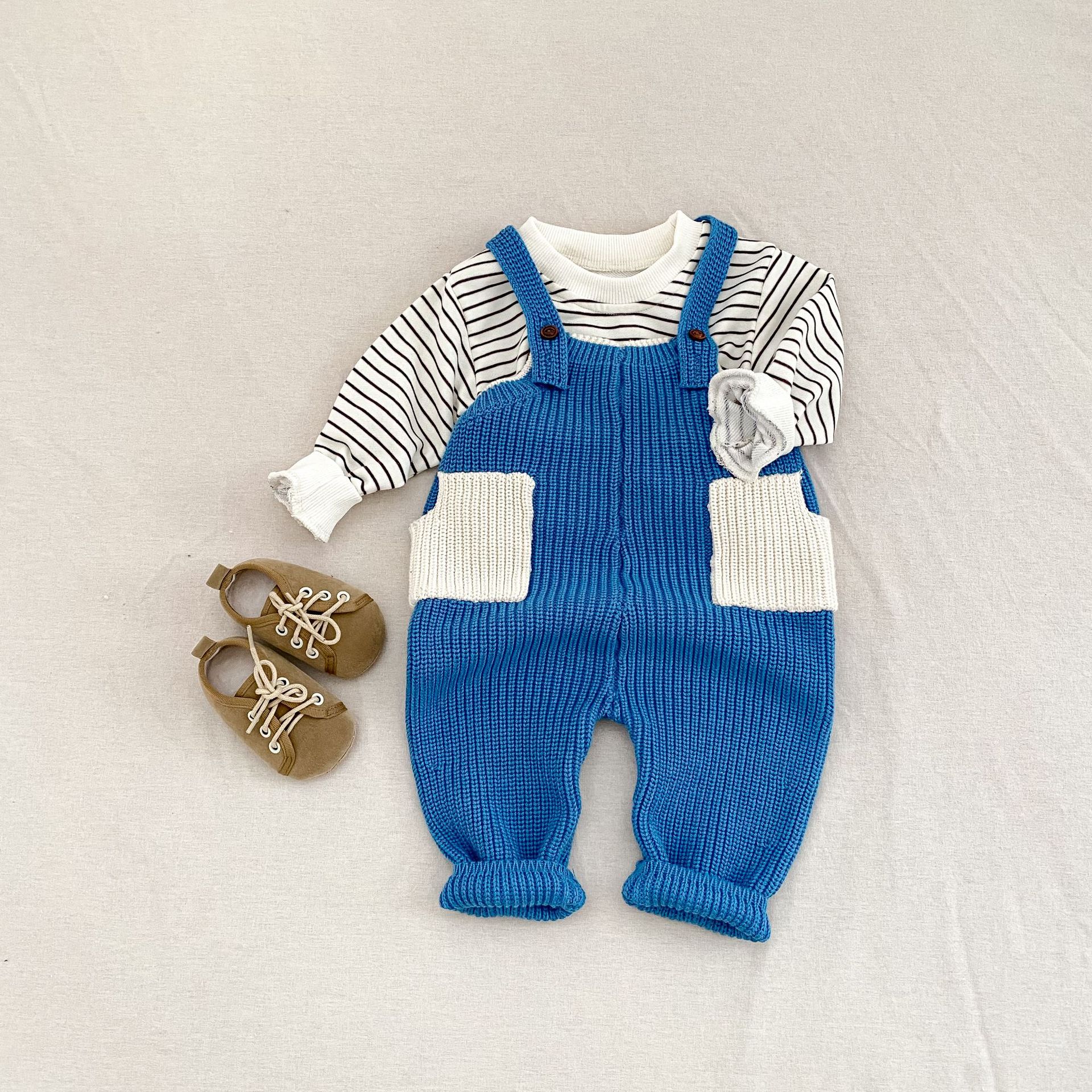 Cozy Knit Baby Jumpsuit/Romper — Soft Pocket Overalls for Everyday Wear (Jumpsuit Only)