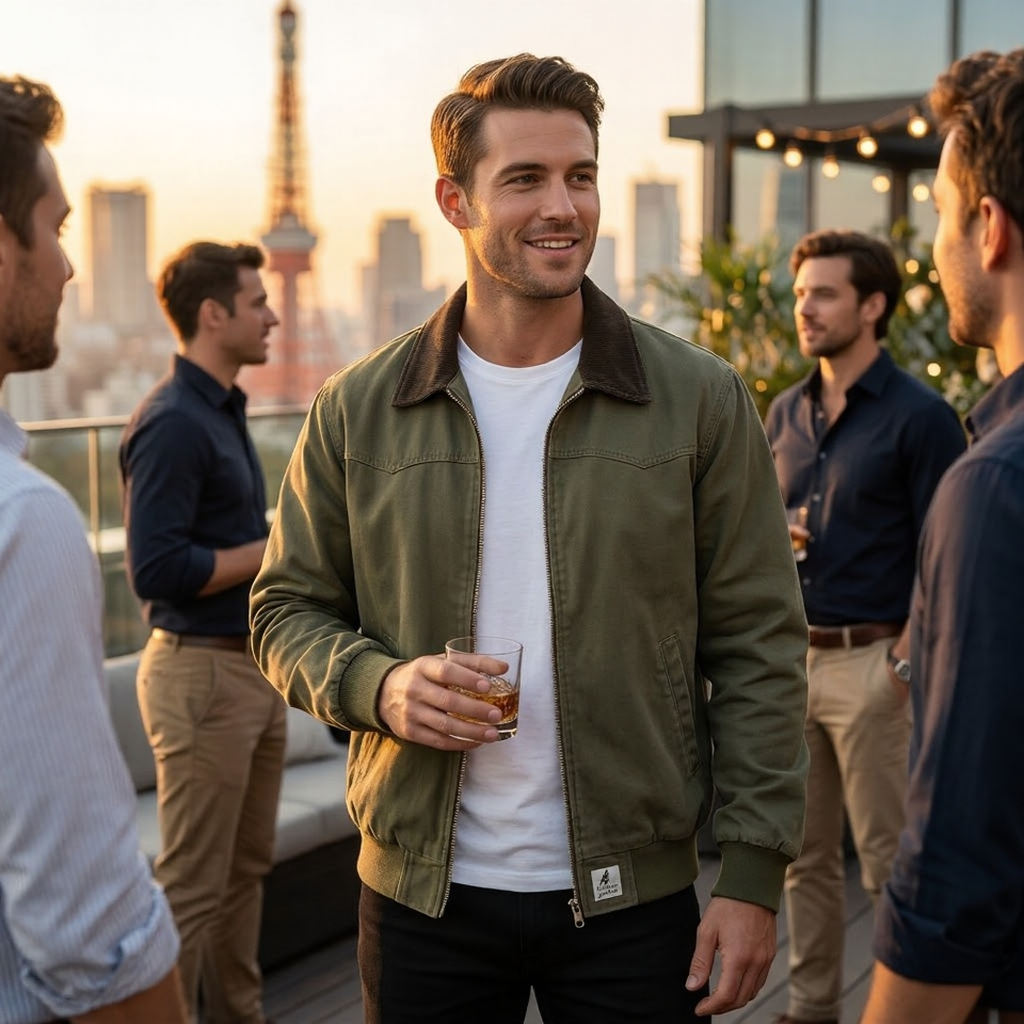 Men’s Casual Workwear Jacket – Modern Fit, Everyday Style for spring And Autumn Washed Denim Work Jacket With Lapel For Young Men
