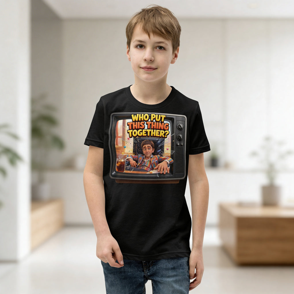 “Who Put This Thing Together?” Funny Kids Graphic Tee – Retro TV Cartoon Shirt