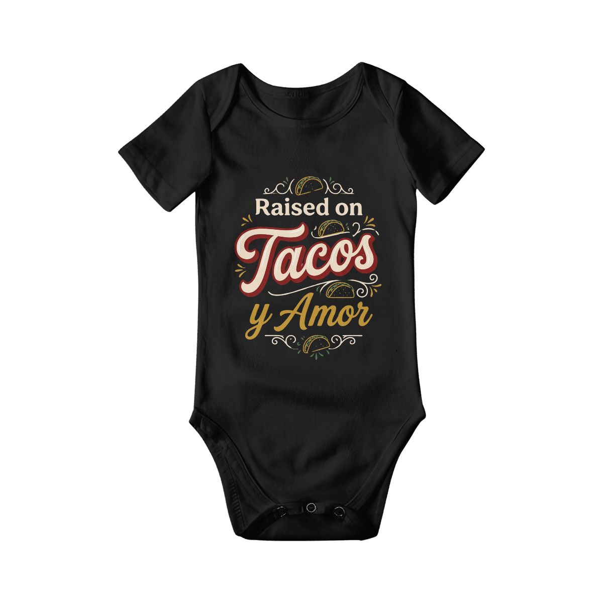 Raised on Tacos y Amor Baby Onesie – Funny Cultura Baby Bodysuit