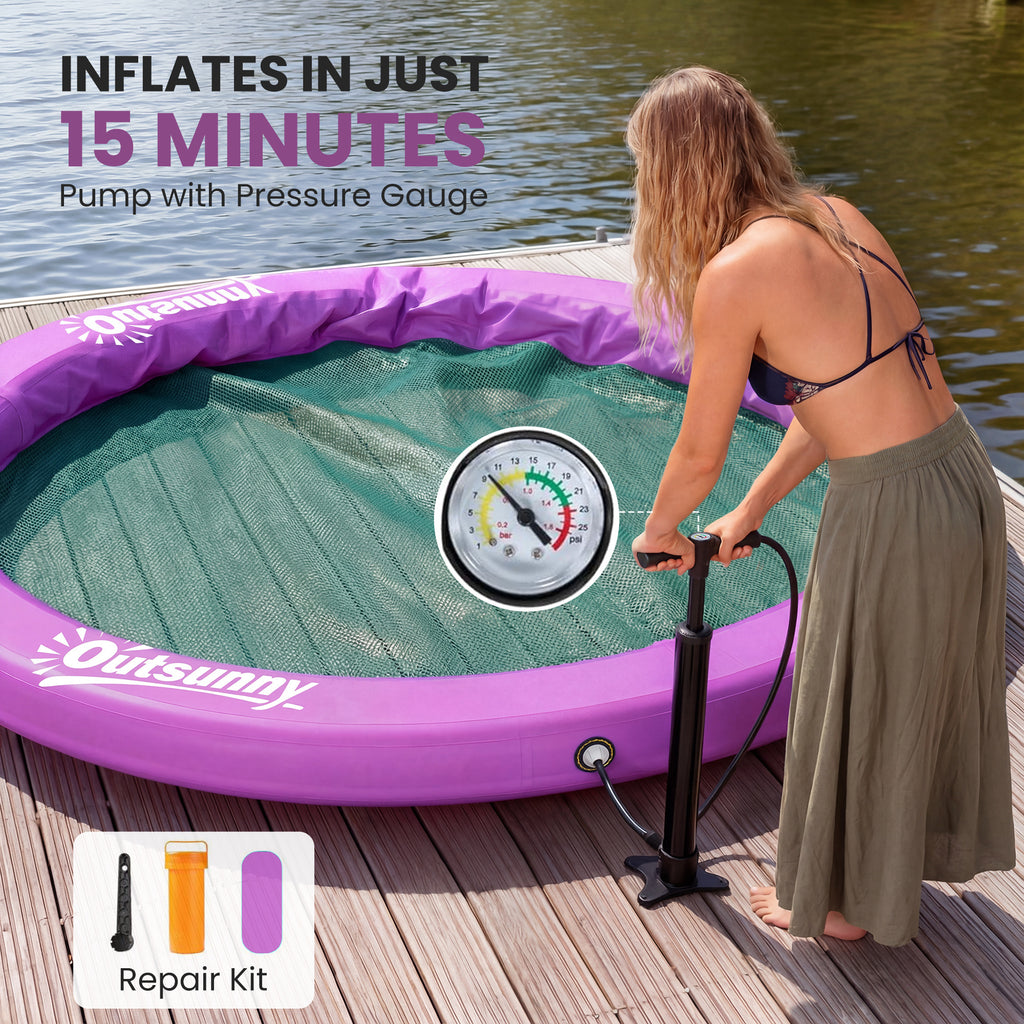 8FT Inflatable Water Hammock – Floating Chill Lounge inflatable Floating Dock Platform for for Lakes, Pools, Oceans, Purple