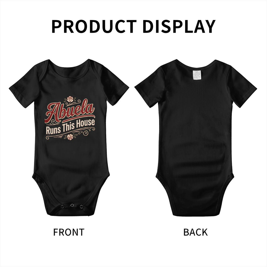 Abuela Runs This House Baby Onesie – Funny Cultura Baby Bodysuit