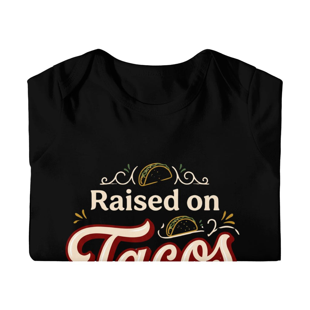 Raised on Tacos y Amor Baby Onesie – Funny Cultura Baby Bodysuit