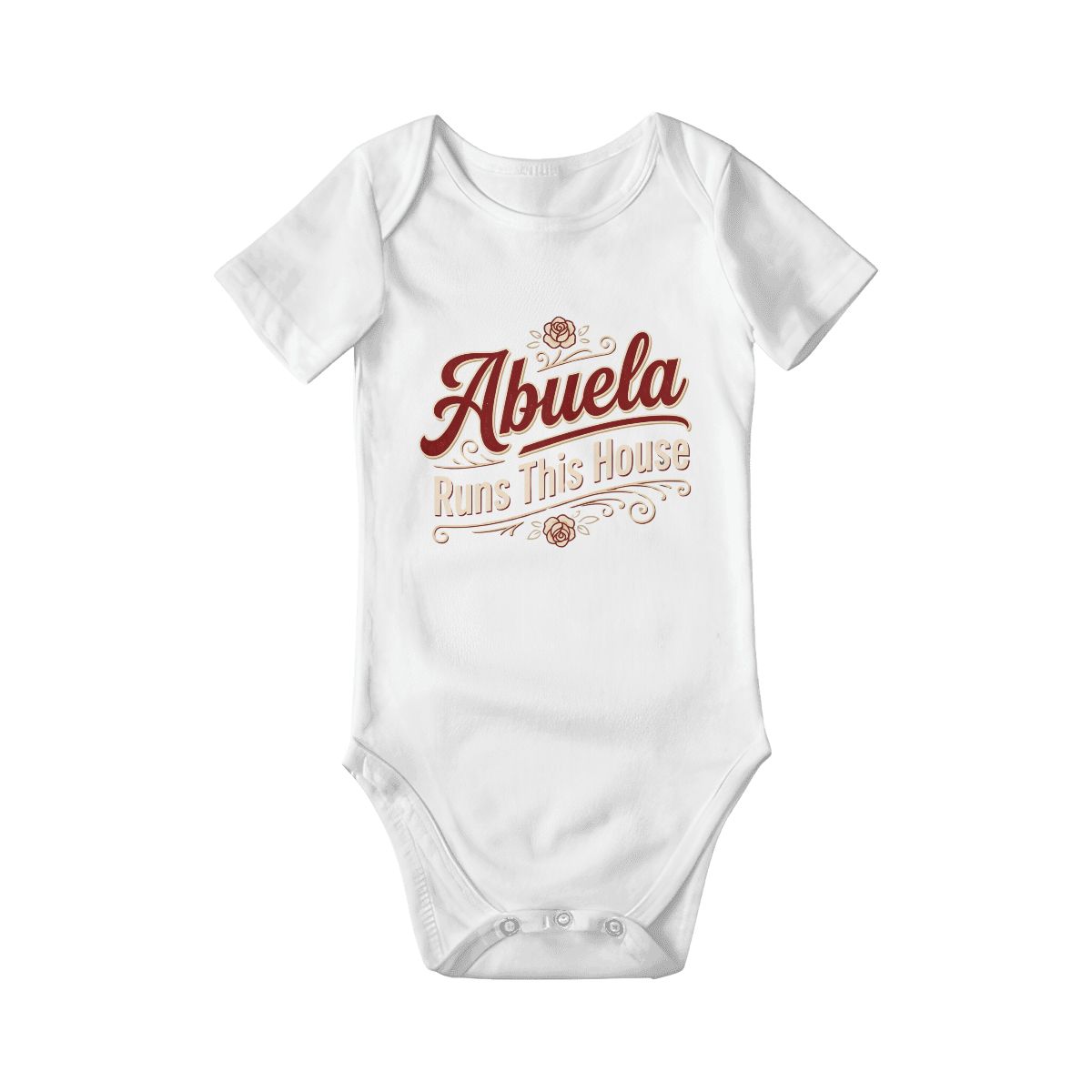 Abuela Runs This House Baby Onesie – Funny Cultura Baby Bodysuit
