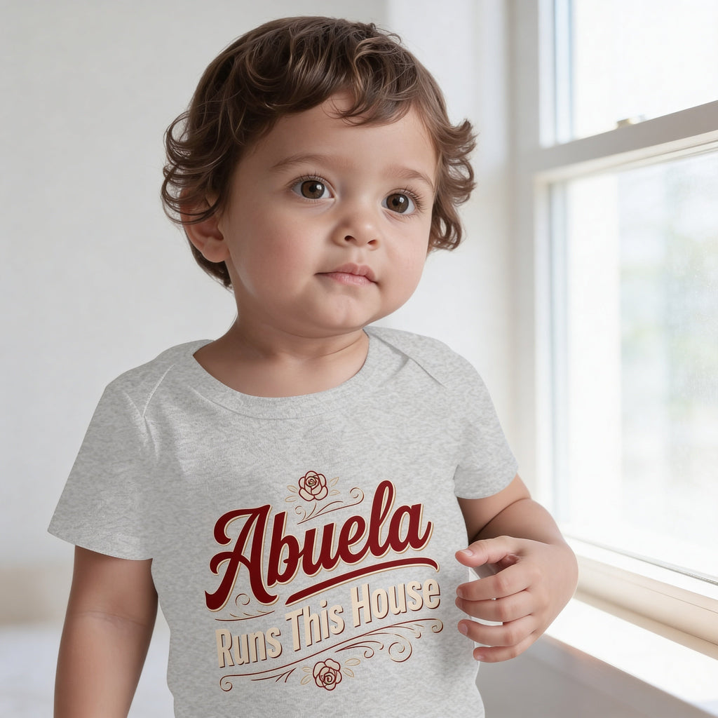 Abuela Runs This House Baby Onesie – Funny Cultura Baby Bodysuit